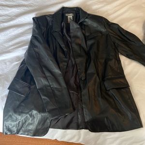 Faux Leather Blazer